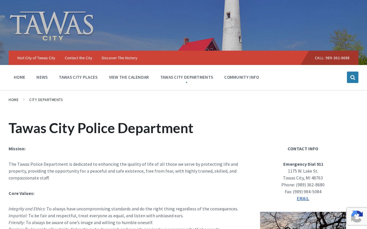 Official Tawas City Police Department records and report information