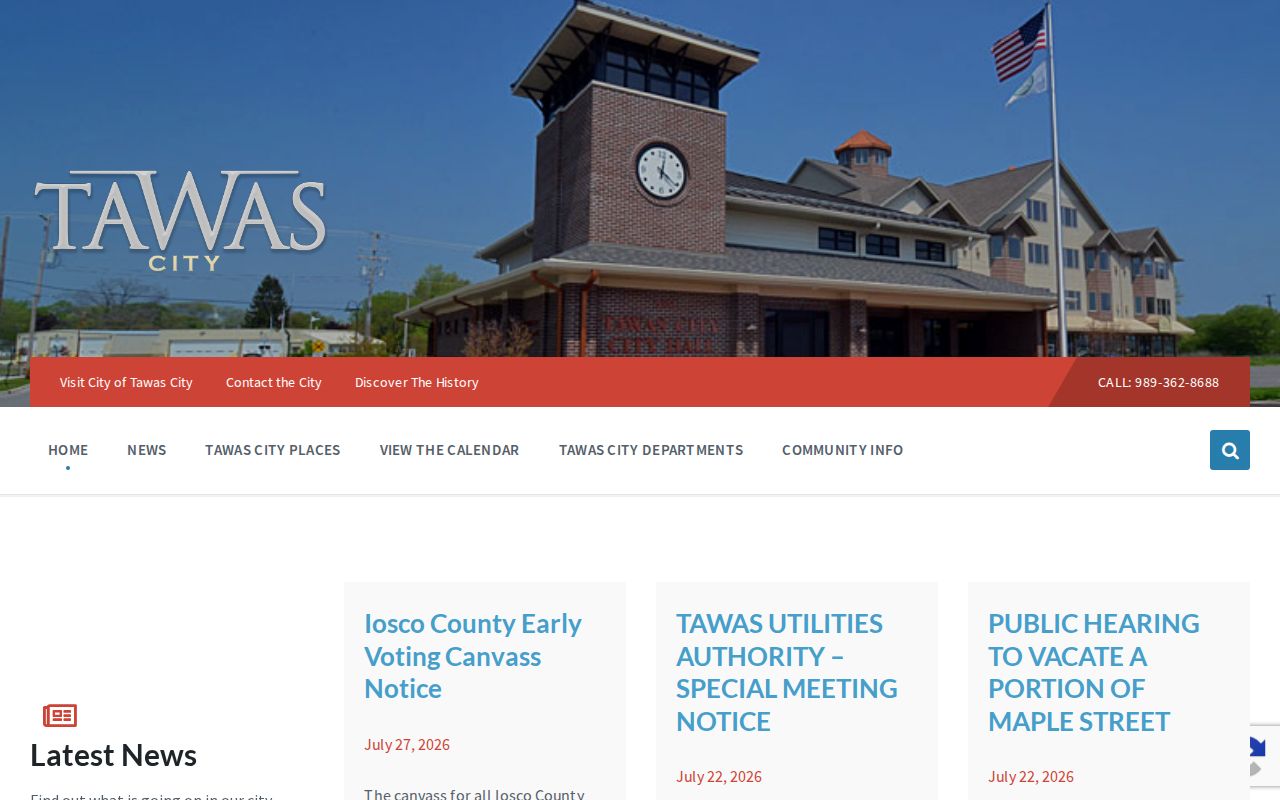 Official Tawas City government home page for local records services
