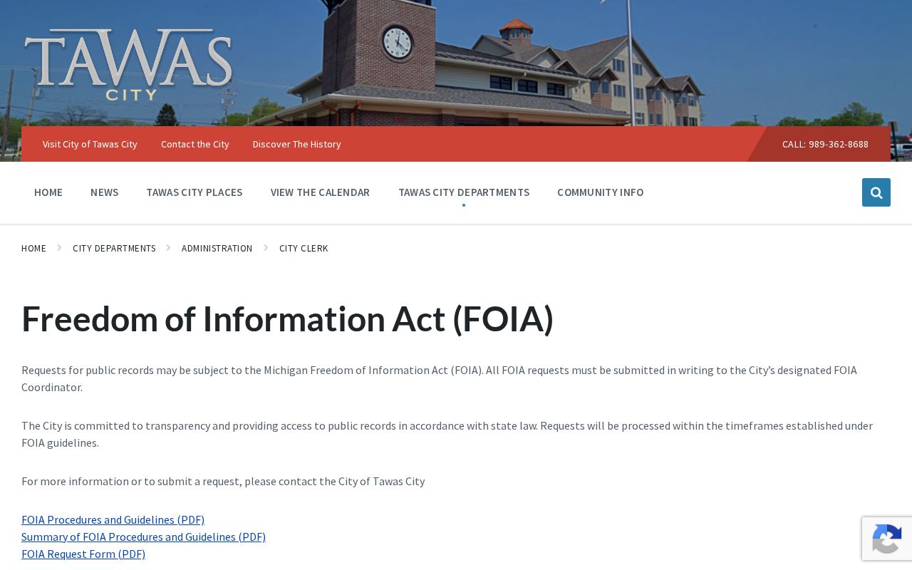 Tawas City FOIA coordinator page for public record requests